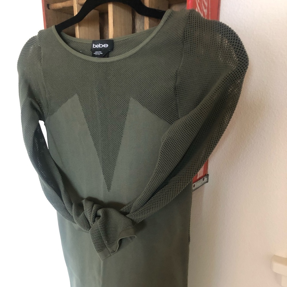 Olive Green Deep Cut Mesh Top